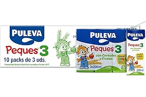 Puleva Peques 3 Cereales y Frutas Leche de Crecimiento +12 Meses Caja 10 Packs 3 x 200 ml