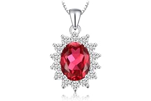 JewelryPalace Prinzessin Diana Kate Middleton Edelstein Amethyst Citrin Granat Peridot Topaz Saphir Rubin Smaragd Ketten Anhänger Silber 925 45CM, Halskette Damen Collier Frauen Schmuck Rosegold Gold