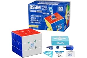 BUCAXIT Moyu RS3M V5 Dual Adjustment 3x3 Cubo de Velocidad Mágico sin Pegatinas Competitivo Sedoso y Fluido para los Amantes del Cubo (Magnetic Dual Adjustment Version)