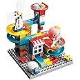 X spring Marble Run Toy, 155 Pcs Marble Run Building Blocks Sets with Windmill, Base Plate, Multicolor Race Track for Girls, Boys, Kids, Construction Learning