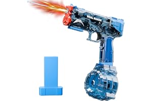 BRISUM Electric Water Gun with LED Lights & Type-C Charging, Transparent Automatic Spray Gun, High Performance, Up to 8 Metres Range, Water Spray Gun for Children and Adults (Blue)