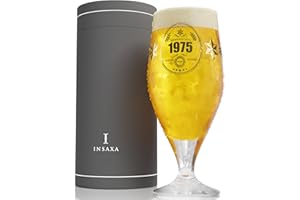Insaxa 50th Birthday Gifts Men - Limited Edition 1975 Premium Quality Beer Glass (1 Pint / 580ml)