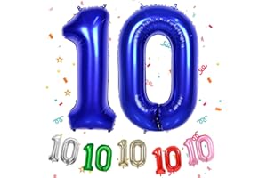 TNYKER Zahlen Luftballon 10 Dunkelblau, XXL Riesen 10. Geburtstag Deko für Junge Mädchen, 40" Folienballon 10 für 10 Jahre Geburtstag, Helium Zahlenballon 10, Blau Ballon 10 für Hochzeitstag Deko