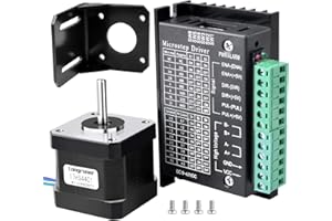 Longruner Tb6600 Pilote de moteur pas à pas Nema 17 pour imprimante 3D / CNC bipolaire 1,7 A/24 V 42 x 40 mm Corps 4 guides & 32 segments 4 A 40 V 57/86 Moteur stepper LD09