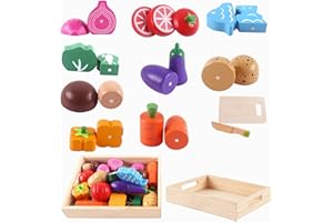 newlng Set Giochi in Legno per Bambini Accessori Cucina Verdura Giocattolo da Taglio Magnetico per Bambini Giocattoli Regalo Compleanno per Bambina Ragazzi e Ragazze ( Scatola di Legno )