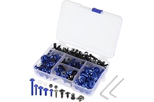 F FIERCE CYCLE 195pcs Universal Motorcycle Fairing Body Bolts Fastener Clips Screws Nuts Blue for Kawasaki for Suzuki for Honda for Yamaha for BMW