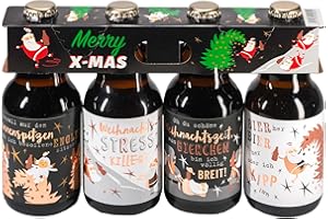 JACK'S Bier Männer / 4er Träger "Weihnachten" / Witzige Sprüche/X-Mas/Kupferveredelung/Partygeschenk/Nikolaus/Wichteln/NEU
