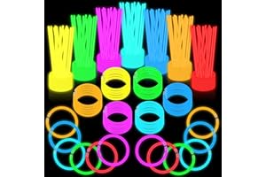 JIJI&CUI Glow Sticks 100pcs [8-Hour Ultra Bright] | Eco-Friendly & Non-Toxic Party Supplies for Kids, Festivals, Concerts,Halloween, Sports Events | 100+ Connectors with Boxed Set (CE Certified)