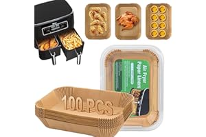 ZAID 100PC Air Fryer Liners Ninja Air Fryer Paper Liners Disposable Air Fryer Accessories for Ninja AF300UK AF400UK,SL400UK AF500UK, Salter, Tower and Other Dual Zone Air Fryer (Pack 100)