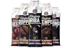 Veloforte Natural Energy Gels 5 Pack (Assorted Flavours) of 22g Dual Carb Fast Release Energy with Electrolytes, Vegan Friendly & Gluten Free, For Running, Marathons, Cycling and Triathlon