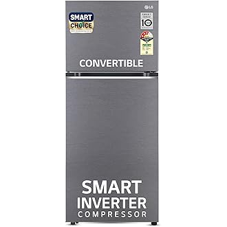LG Smart Choice, 322 L, 3 Star, Frost-Free Smart Inverter Double Door Refrigerator (GL-S342SDSX, Dazzle Steel, Convertible with Express Freeze)