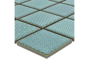 MOSAFIL Keramische Mosaik Fliesen Sapporo Grün für Wandverkleidung Steinwand Vintage