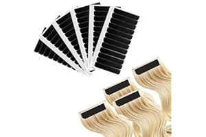 TIESOME 144 pezzi Nastro Biadesivo Extension Adesive Colla per Applicazione di Extension Capelli Parrucche estensioni dei capelli Nastri di ricambio per Tape In Extensions4 x 0,8 cm (nero)
