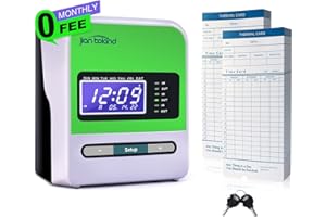 Elebinke Clocking In Machine Time For Employees Small Business, In/Out Time Punch Clock,Automatic Daylight Saving Time, No Ink Ribbons, 0 Monthly Fee Includes 50 Time Cards & 2 Keys
