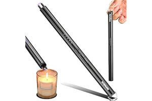Senelux Electric Candle Lighter, Rechargeable USB Lighter with LED Battery Display, Flameless-Windproof Arc Lighter with Safety Switch, Flameless Retractable Head for Camping BBQs Kitchen Stoves Black