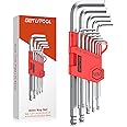 GETLITOOL 13PCS Allen Key Set Silver, Cr-V Ball End Allen Wrench Set 1.27-10mm, Metric Long Hex Key with Size-Marked & Storage Bracket for Bicycle Repair, Appliance Maintenance