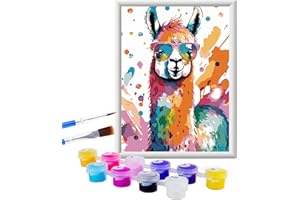 Gutluz Malen Nach Zahlen Kinder Tiere Alpaka - Malen Nach Zahlen ab 6 7 8 9 10 Jahre - DIY Handgemalt Ölgemälde für Home Décor - Bastelset Kinder Mit Rahmen und Acrylfarben (Orange)