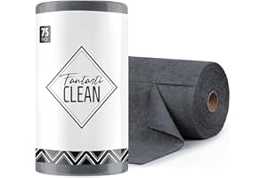 Fantasticlean Rollo de Paño de Microfibra - 75 Unidades, Paños de Limpieza Rasgables, Trapos Reutilizables y Sin Pelusas, para el Coche, la Cocina y el Hogar 30 x 30 cm - Gris Oscuro