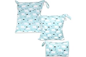 ABirdon Windeltaschen Nasstaschen, 3 Stück Nasse und Trocken Wickeltaschen, Reißverschluss, wasserdicht, waschbar, Wetbag Organizer für Kleinkind-Windeln, Reisen, Gym, Strand und Pool