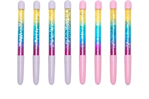 Toyseum 8 x Sparkly Glitter Pens, Fillers for Girls Rainbow & Princess Themed Party Bags, Stationery Favours for Goody Bags and Kids School Prizes, Pack of 8