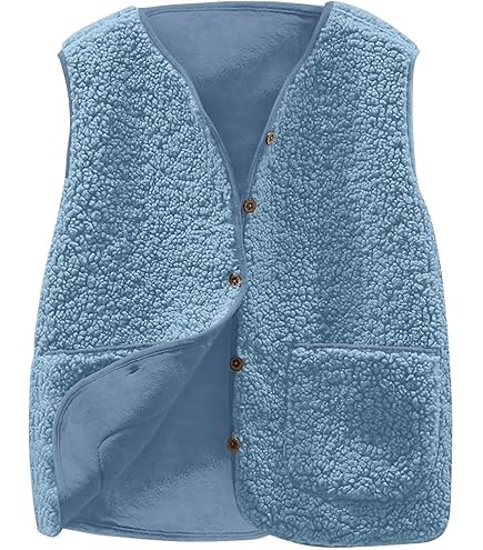 Generisch Teddy Fleece Weste Damen Herbst Winter Warm Ärmellos Westen Bequem Einfarbig Plüsch Weste Kurz Jacke Lose Fleeceweste Plüschweste Outwear