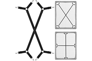 Bouiexye 2 Pieces Bed Sheet Holder Straps Adjustable Bed Sheet Fasteners Elastic Bands for Full Queen King Twin Bed- Black