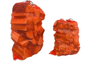 FOREST MASTER Large (55cm x 80cm) Red UV Resistant Polypropylene Drawstring Mesh Storage Net Bags for Fruit + Vegetables, Firewood or Logs - Onion Bags for Storing - Leno Net Sacks for Potatoes - 100