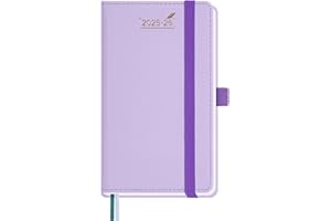 BEZEND Petit Agenda 2026 de Poche 15,5 x 9 cm Agenda Semainier 2026 avec Double Horaire 1 Semaine 2 Pages | 18 Mois Du juil. 25 à déc. 26 | Couverture Rigide en Cuir PU - Lilas