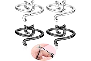 UIRHEURD Anillo Crochet de Metal 4 Piezas Ajustables Para Tejer - Dedal Para Dedo Anular - Accesorios Para Tejer Más Rápido