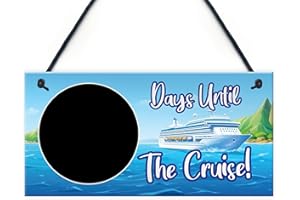 Red Ocean Countdown To Cruise Plaque - Hanging Holiday Countdown Signs - Travel Essential Gifts For Women - Retirement Gifts - Cruise Essentials - Holiday Accessories