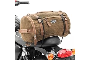 CRAFTRIDE Sacoche de Selle Moto arrière Vintage 35L Canvas Sac à Dos Rouleau Marron