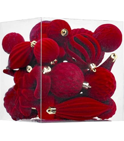 Set Da 6 Palline Di Natale In Velluto Floccato 8 Cm – Infrangibili E Eleganti Per Decorare L'Albero - 2