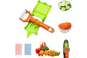 NNOUONN Pelador multifuncional 2 en 1, cortador de verduras Juliana, para patatas, frutas, naranja, limón, patatas en espiral