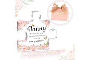 MOTONG Nanny Birthday Gifts with Gift Box, Gifts for Nanny, Christmas Nanny Birthday Gifts, Beautiful Acrylic Block Puzzle Shaped 3.9x3.4inch Nanny Gifts from Grandchildren for Nanny on Thanksgiving