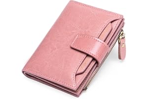 SENDEFN Cartera Mujer pequeña, Cartera Monedero Mujer Piel auténtica con 14 Ranuras para Tarjetas Bloqueo RFID Billetera Cuero auténtico Muy Suave Billetera Corta de Las Señoras Titular