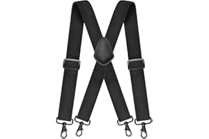 AUEJACKY Szelki męskie, ekstra mocne, z 4 bardzo mocnymi klipsami, szelki dla mężczyzn, szerokość 3,8 cm, szelki regulowane w kształcie X, dla mężczyzn i kobiet, kombinezony, dżinsy, spodnie robocze,