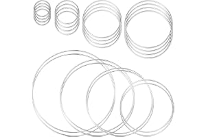 Swpeet 24pcs 8 storlekar 1,4 / 2 / 3 / 4 / 5 / 6 / 7 / 8 tum Silver Macrame Hoops Ringar Sortiment Kit, Dream Catcher Ringar