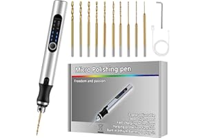 GERBALA Mini Handbohrer Elektrisch, 3 Gang Mini Handbohrer Elektrisch, DIY Mini Bohrer, Mit 10 Bohrern, Wiederaufladbar, Wiederaufladbare Bohrmaschine für Modellbau, Holz, HarzSchmuckherstellung, Silber