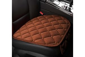 YUNZLAN Set de Coussins de siège de Voiture en Peluche, Velours Chaud pour l'avant, l'arrière et Le Dos des sièges de Voiture, Universel pour l'auto (café, 1pcs Coussin Avant)
