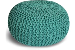 ‎CASAMIA casamia Pouf Ø 55 o. 45 cm Strickhocker Sitzpouf Bodenkissen für Innen Indoor Größe ø 55 cm, Farbe türkis