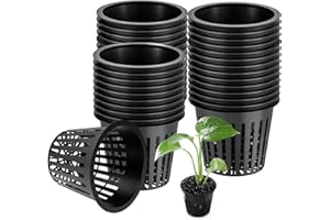 WZYTEU 45 pcs Pot Hydroponique, Réutilisable Panier Hydroponie pour Culture Hydroponique Aéroponique, Plantation de Fleurs, Jardinage (8 * 5.6cm, Noir)