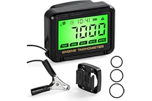 MTCHAVNO Tachymètre Numérique Compte Tour, Compteur de Tours LCD Haute Précision avec Induction Sans Fil (0-18.000 tr/min) pour Moto, Tondeuse, etc - Surveillance de Batterie, étanche et Fonctions D'entretien