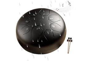 FULLUKY Bęben przeciwdeszczowy do użytku na zewnątrz, 8 nut, 15 cm, czakra, deszcz bęben, bęben przeciwdeszczowy, stalowy bęben na język, wodoszczelny, akcesoria do medytacji do ogrodu (czarny)