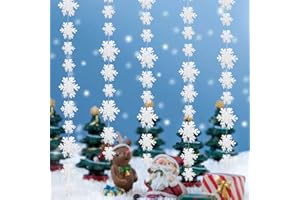 WISHSTAR 5 pcs Guirnalda Colgante Copo Nieve, 3 Metros de Copo de Nieve Decoraciones Colgantes de Papel para Pancarta Adorno de Techo, Árboles, Ventana Fiesta de Navidad, 5x3m
