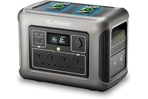 ALLPOWERS R1500 Portable Power Station,1152Wh LiFePO4 Battery,1800W AC/100W USB-C/15W Wireless Output,0-80% in 40 Min Fast Charge,Solar Generator for Outdoor Camping,Off-grid Living,RV,Emergency