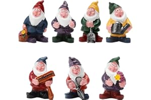 APOMOONS 7 Piezas Gnomos de JardíN en Miniatura, Gnomo de JardíN Divertido Mini Gnomo de JardíN de Hadas Figuras Gnomos de JardíN en Miniatura para Al Aire Libre Divertido y Fiesta de Vacaciones