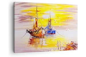 ARTTOR Lienzos decorativos Barcos Sol mar viajes Cuadro Sobre Lienzo Moderno 70x50cm Cuadros Decoracion Salon Dormitorio Cocina Cuadros Pared Imágenes Wall Art Prints Decor Canvas AA70x50-2882