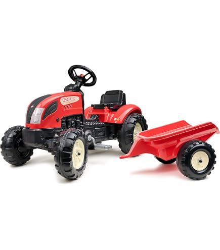 FALK Tracteur à pédales Farm vert avec remorque - Jeux - Jouets
