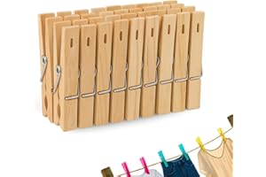 TECHZOCO Pinzas para Tender, Pinza de Ropa, Pinzas para canasto, Madera Resistentes, aptas para Interior y Exterior, Longitud de 7 cm, Madera, Incluye 24 Unidades
