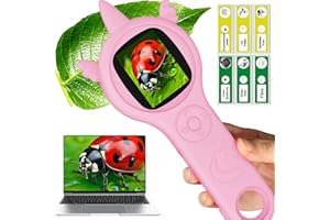 Daxiongmao Microscope for Kids, Kids Miniscope, Mini Digital Microscope for Kids Educational Science Toys, Christmas Birthday Gifts for Age 3 4 5 6 7 8 Girls&Boys (Pink)